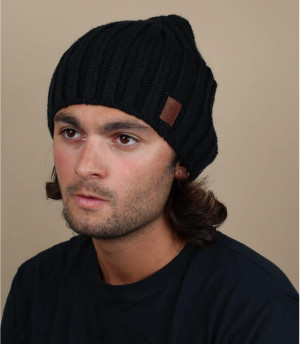 Bonnet long homme noir Milford beanie black